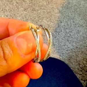 White gold and diamond chip hoops